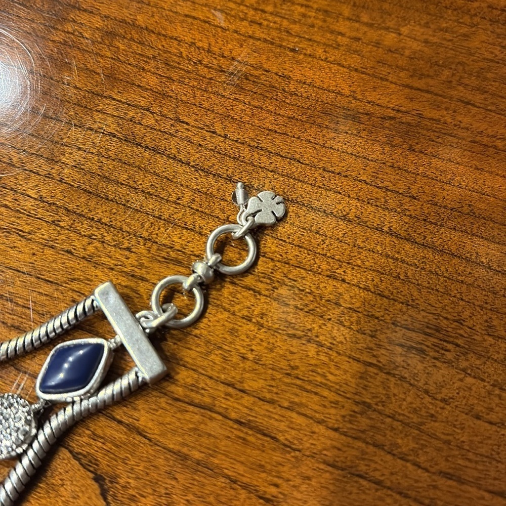 Lucky brand fashion Silvertone marquisate blue lapis Bracelet 3 rows casual NWOT - Picture 6 of 8